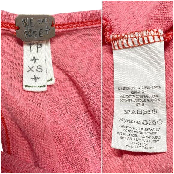 WE THE FREE Sylvia Oversized Worn-In Linen Swing Tee w/ Bleach Spots Size XS - Picture 8 of 8